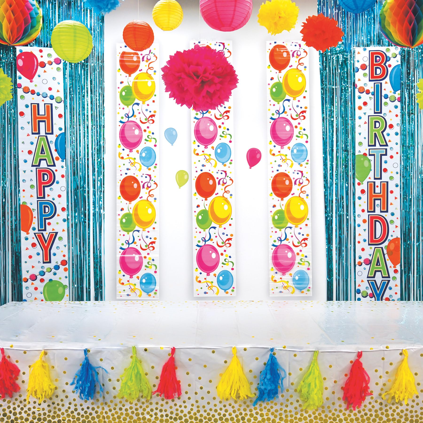 Beistle 59991CLGTY Guirnaldas de borlas de pañuelo, Papel, Multicolor