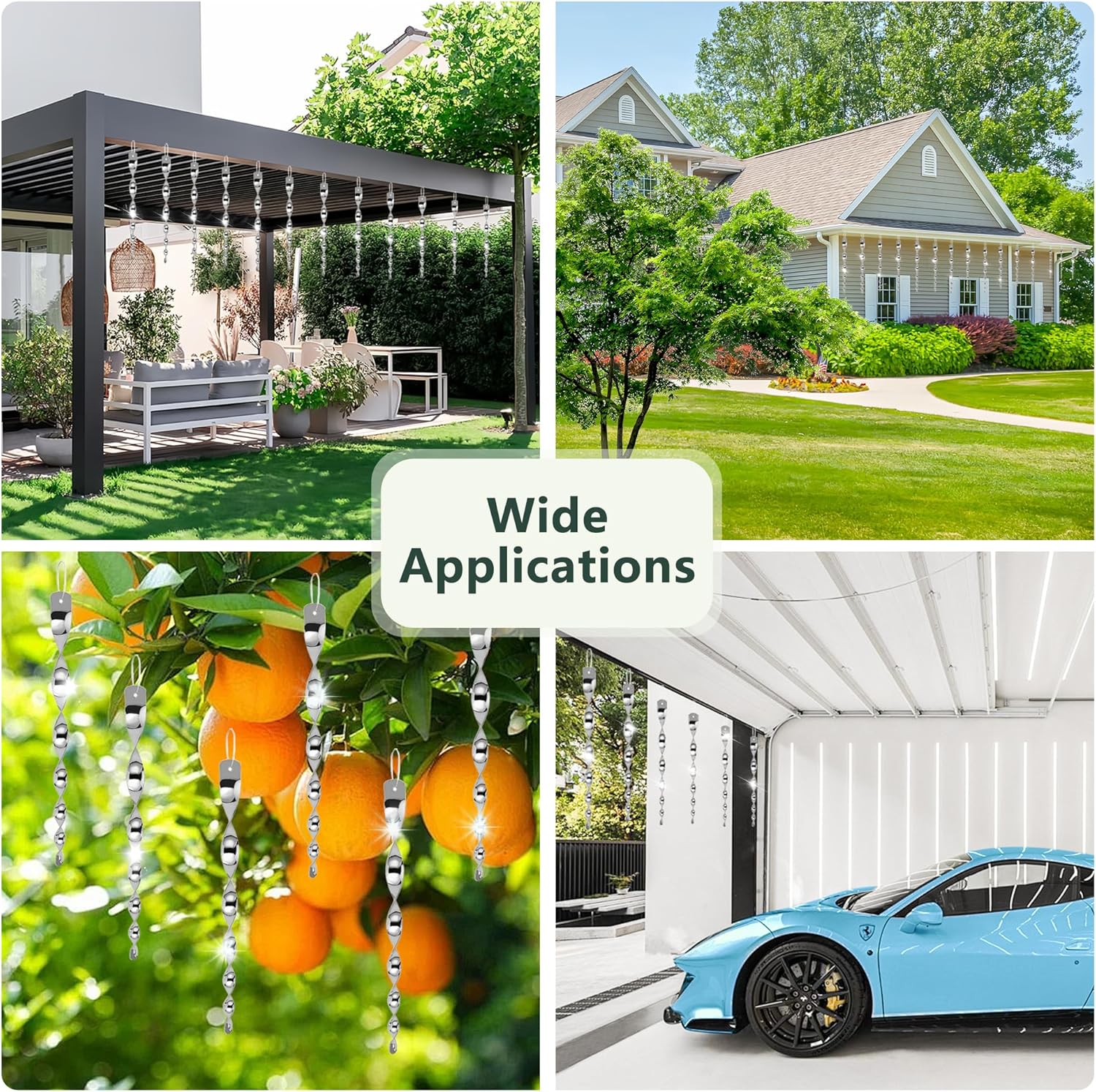 12Pcs Woodpecker Deterrent for House, Wind Driven Rotation Bird Scare Rods, Silver Bird Reflectors to Keep Birds, Woodpeckers, Pigeons Away from House, Outdoor Garden, Patio and Yard - Image 5