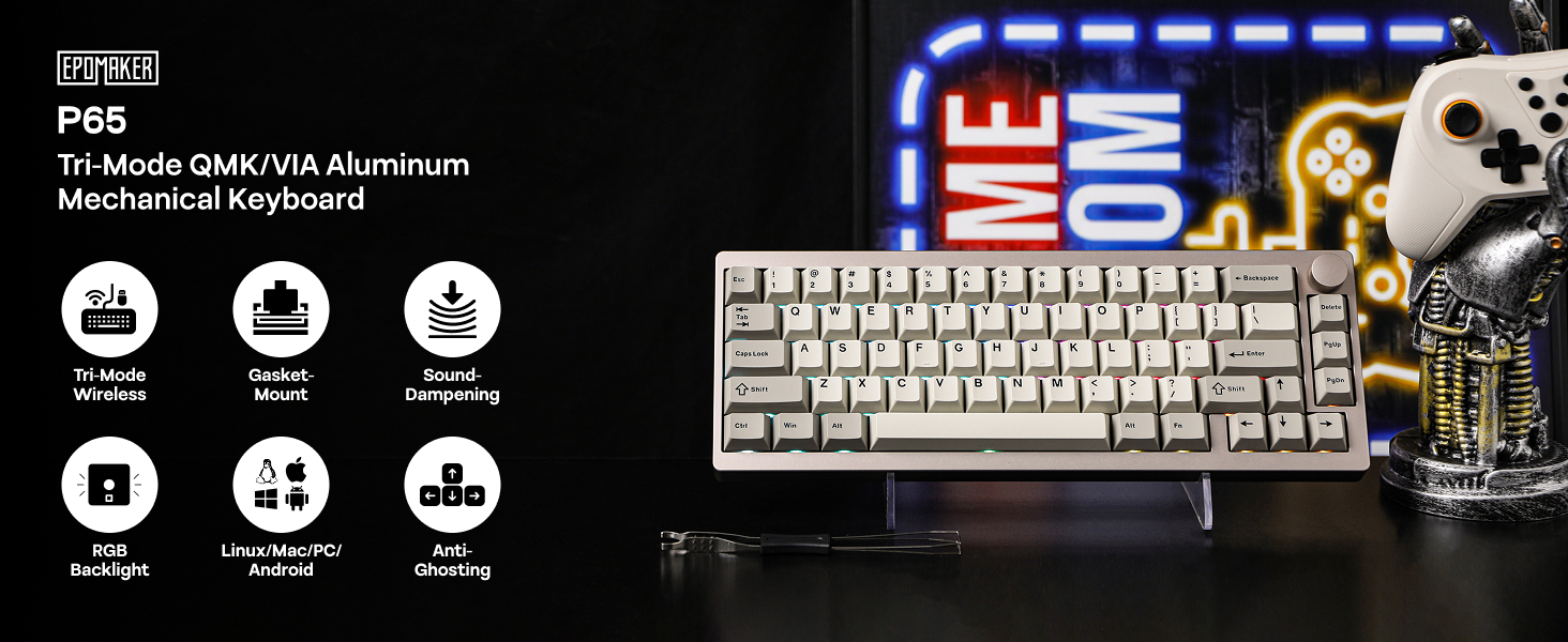 Amazon | EPOMAKER P65 QMK/VIA ワイヤレスアルミニウムゲーミング