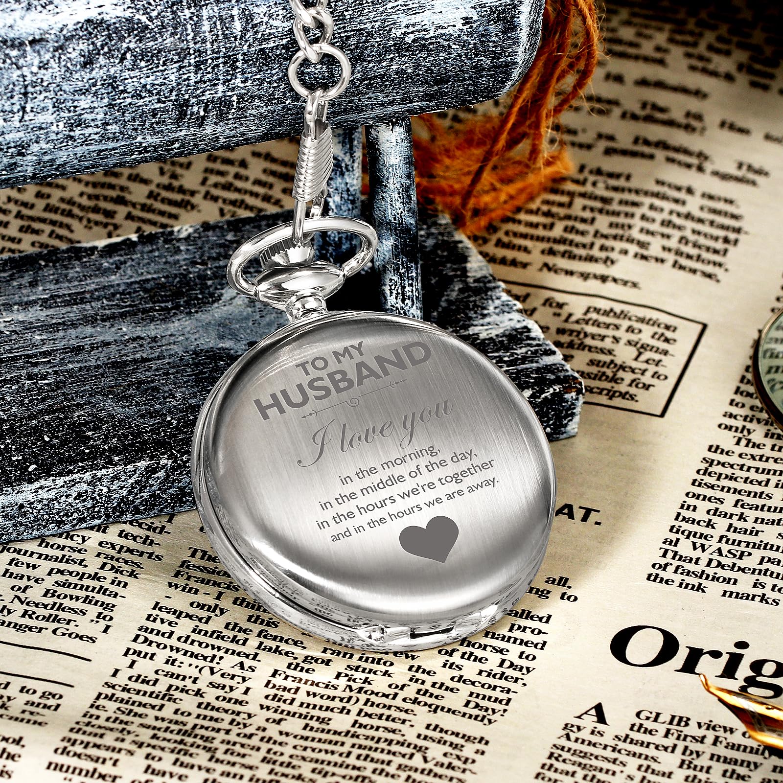 TREEWETO Mens Pocket Watch Gifts for Birthday Anniversary Valentines Day Wedding Fathers Day Christmas, Personalized Pocket Watches for Him, Silver, Modern