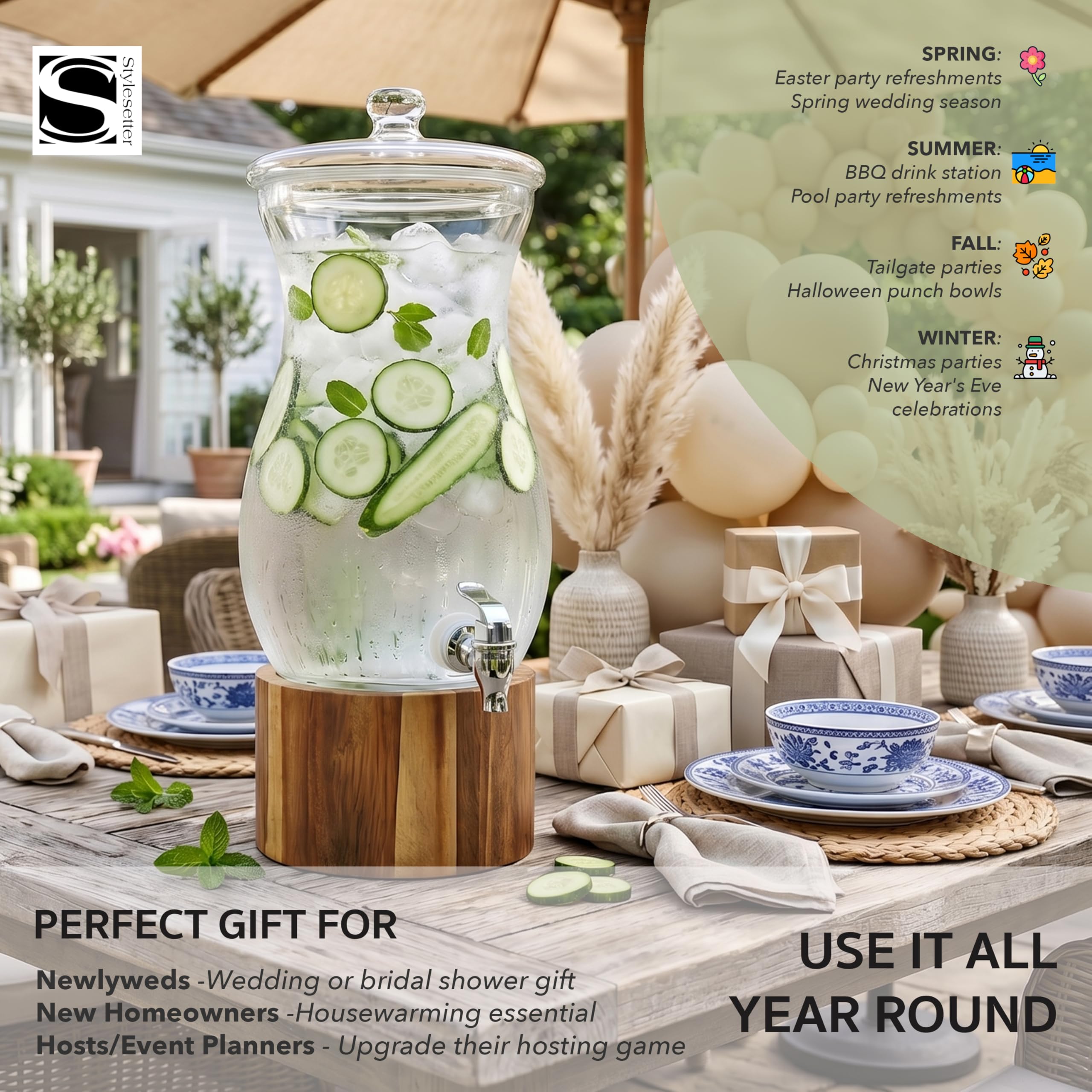 Style Setter 210767 - Dispensador de bebidas Madera, transparente