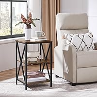 Vista 2 de Yaheetech Mesas auxiliares industriales, mesas auxiliares de 3 niveles con estantes de almacenamiento para sala de estar, mesas de sofá de diseño