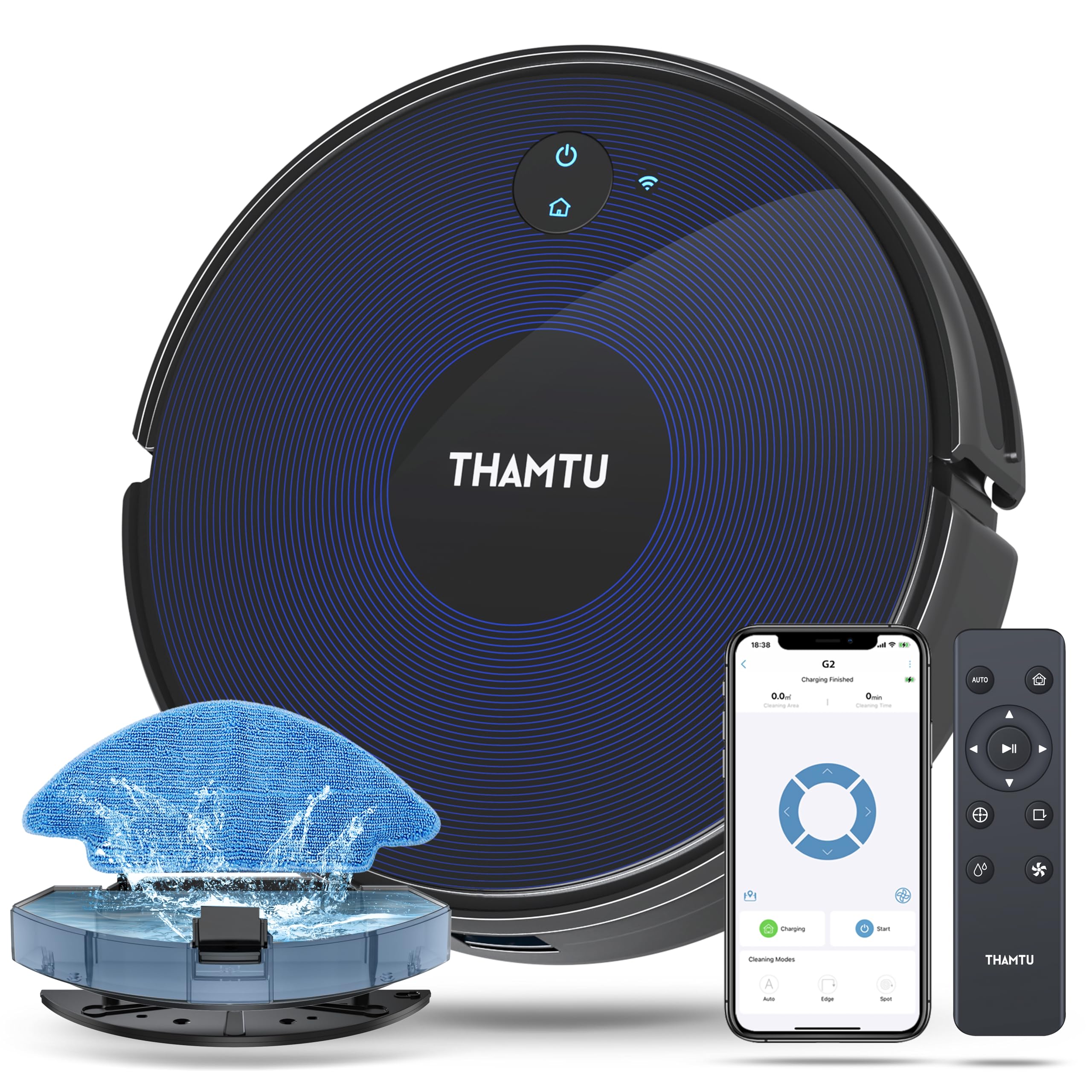 Thamtu G2 Robot Vacuum Cleaner with Wiping Function, Hair Tangle Not in The Device, Automatic Charging, Compatible with Alexa and Google Assistant, Suitable for Families with Pets-image-6
