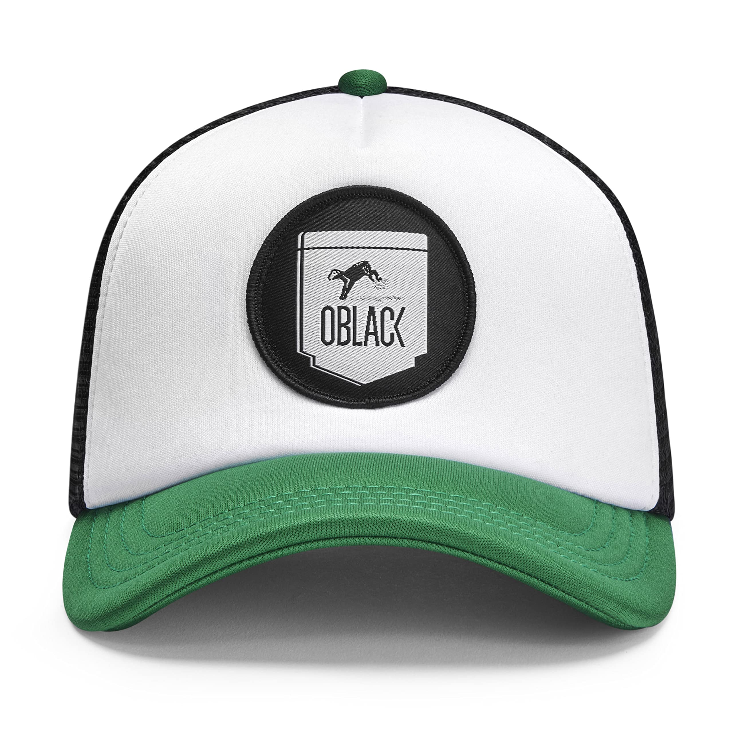 Oblack Cappello Uomo Baseball Nero Classic Green con Retina Regolabile Trucker cap Estivo Uomo Berretto Uomo Blu Berretto Donna Cappello Donna Estivo Cappelli Uomo - Cappelli