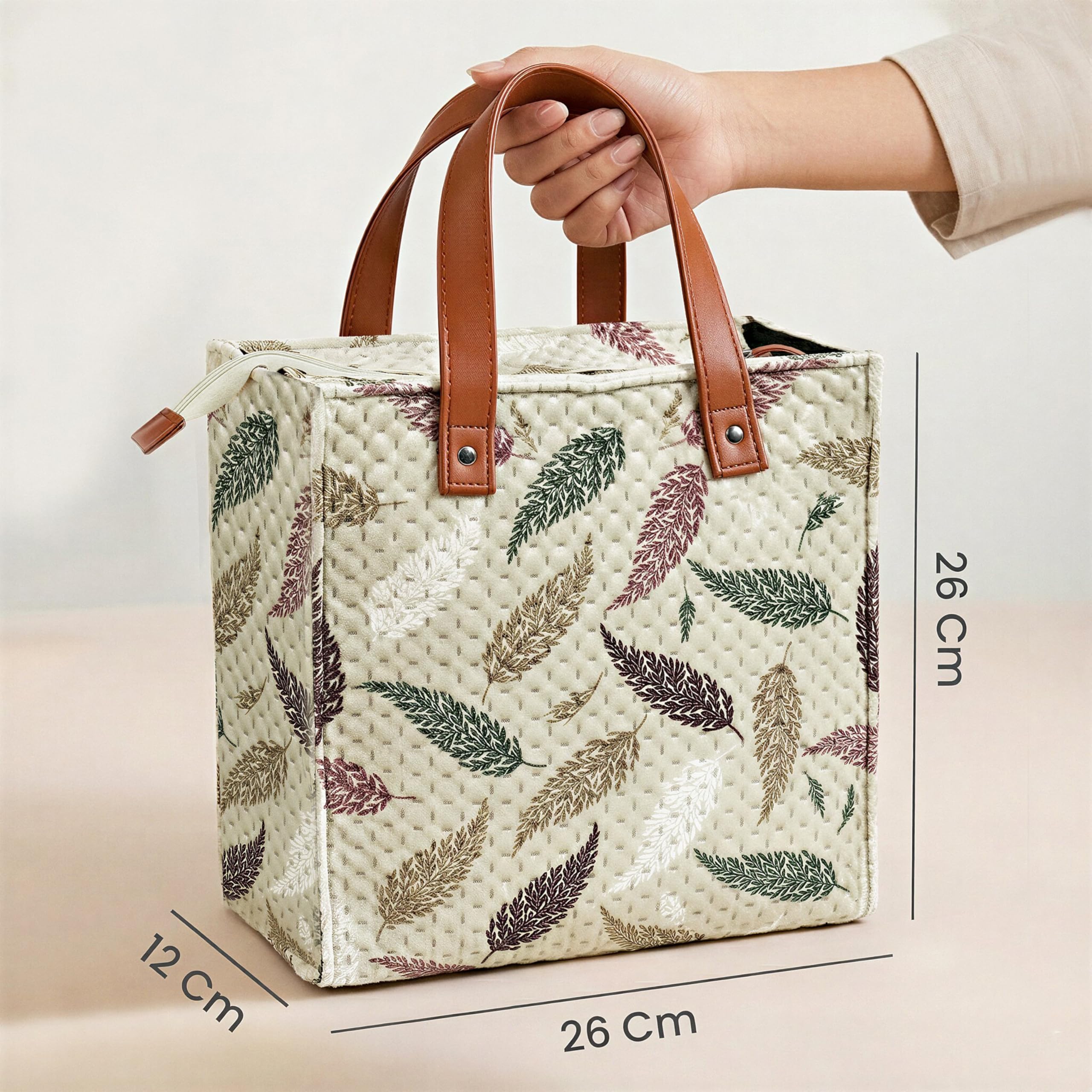 Velvet Quilted Lunch Bag - Waterproof & Stylish -3 Velvet Quilted Lunch Bag - Waterproof & Stylish -3