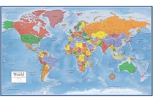 48x78 World Classic Premier Wall Map Mega Poster Laminated - Flat World Map