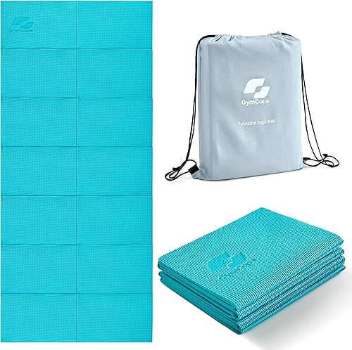 Esterilla de yoga plegable para entrenamiento en casa y viajes, 0.157 in0.079 in de grosor, esterilla de yoga de viaje con bolsa de almacenamiento,