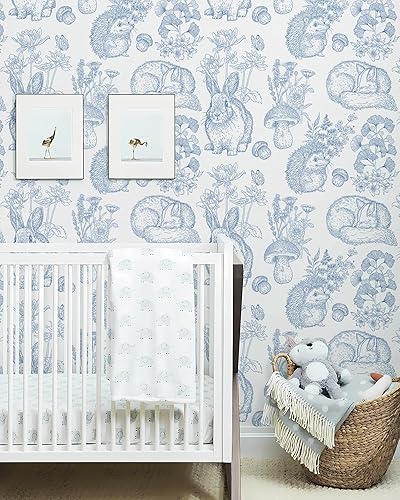 Miniatura 4 de Hopepak Papel tapiz de 17.3 x 394 pulgadas, papel tapiz floral azul y blanco, autoadhesivo, extraíble, impermeable, papel de contacto para