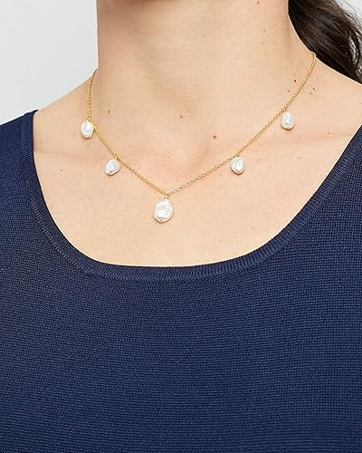 Vista 2 de Secret & You Collar con colgante de perlas cultivadas de agua dulce con forma de keshi barroco - Cadena de plata de ley 925 y colgante chapado