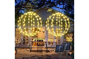 Joomer Solar Ball Lights, Christmas Outdoor Christmas Tree Globe Lights 120 Led Metal Spheres