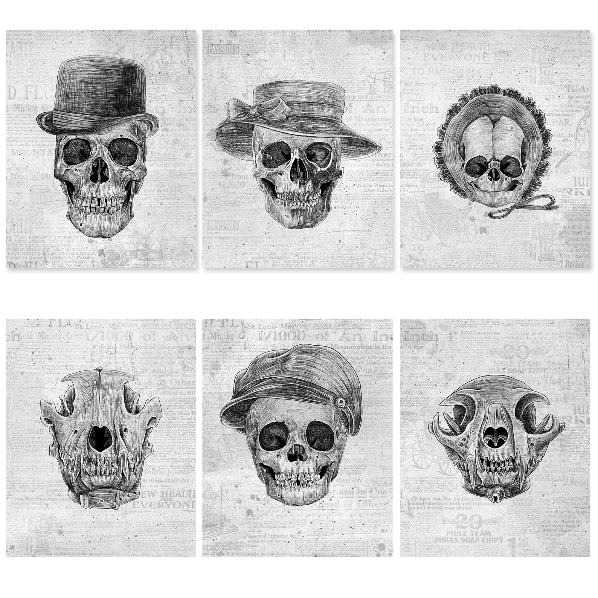 Buy Skull Set 8x10 UNFRAMED Skeleton Skull Wall Decor Emo s