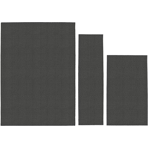 Garland Rug Town Square Cinder Gray 3 Piece Set (5'x7', 3'x4', 24"x60") Area Rug for Living Rooms & Hallways, Stylish & Durable for High-Traffic Areas