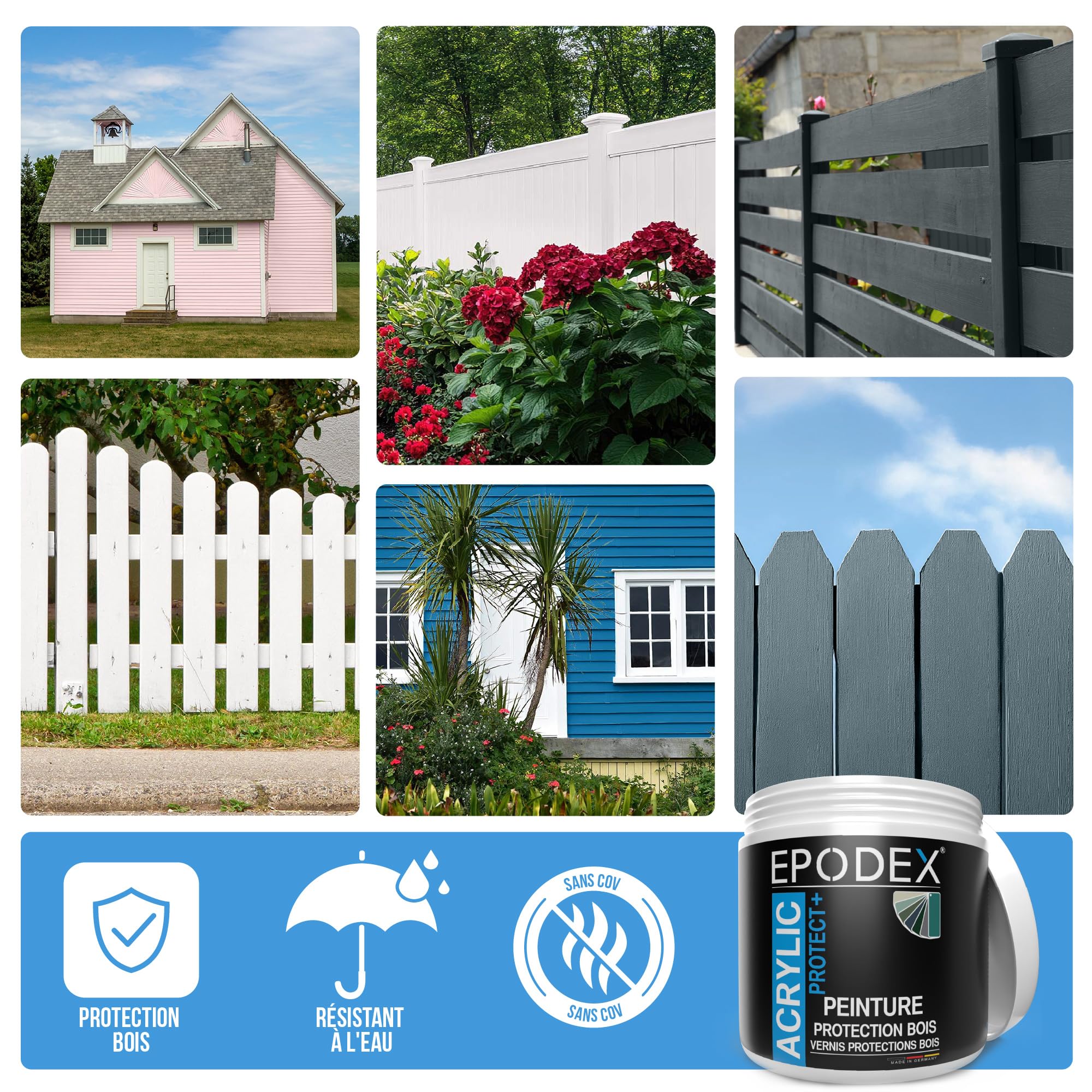 EPODEX ACRYLIC PROTECT+ Peinture bois - Gris silex - Pastel