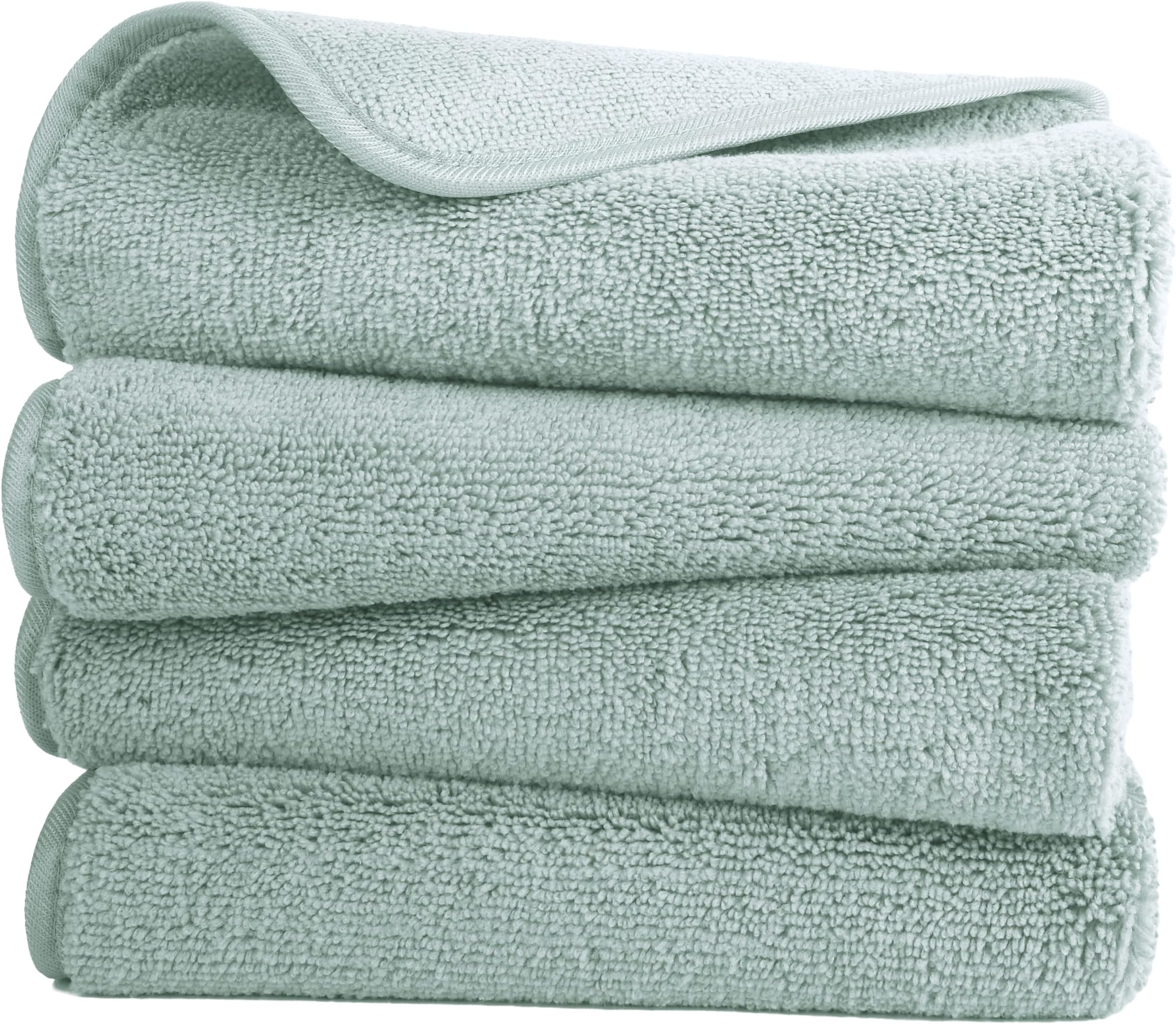 POLYTE Quick Dry Lint Free Microfibre Hand Towel, 40 x 76 cm, Set of 4 (Light Green)