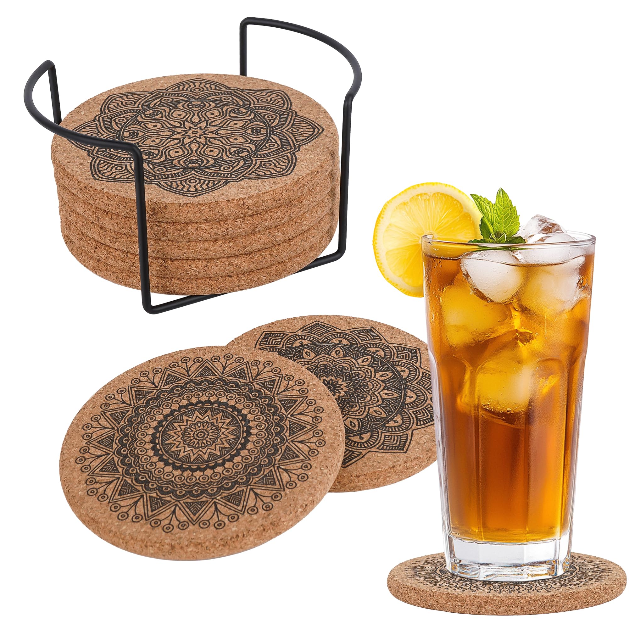 Sous-verres Ronds Antidérapants En Bois Naturel Et Liège, 10