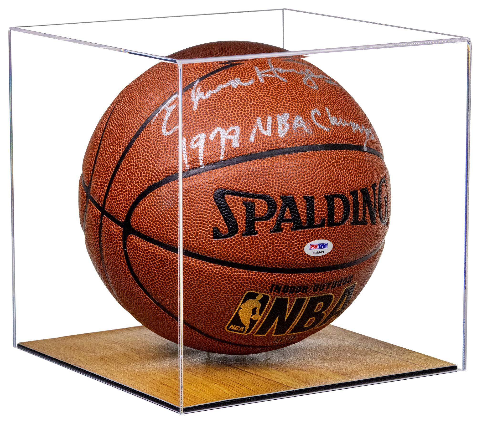 Better Display Cases Clear Acrylic Men's Full Size Basketball Display Case with Simulated Wood Base (B33)