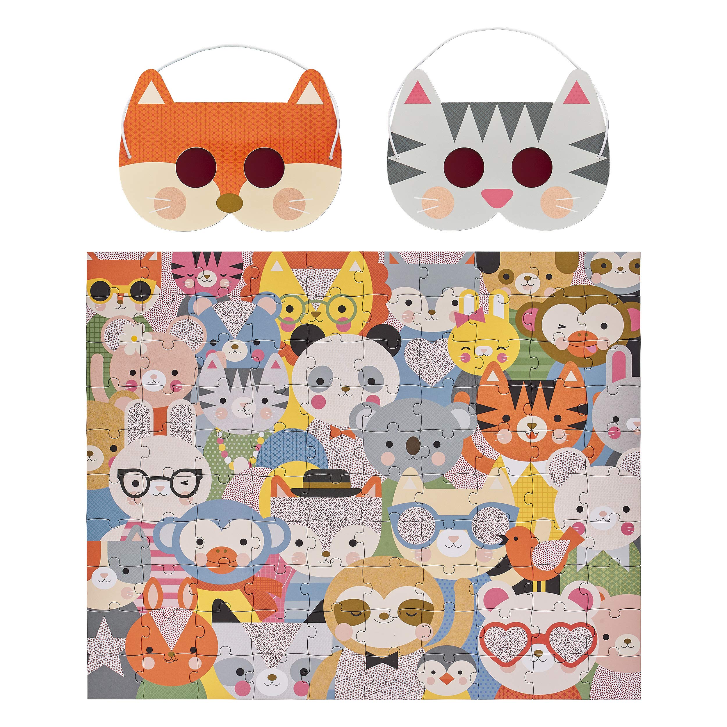 Petit Collage Animal Festival Decoder Children's Puzzle, 100-Pieces - Jigsaw Puzzle for Kids - Includes Glasses to Uncover Hidden Objects - Animal Puzzle for Ages 4+, Makes a Great Gift Idea