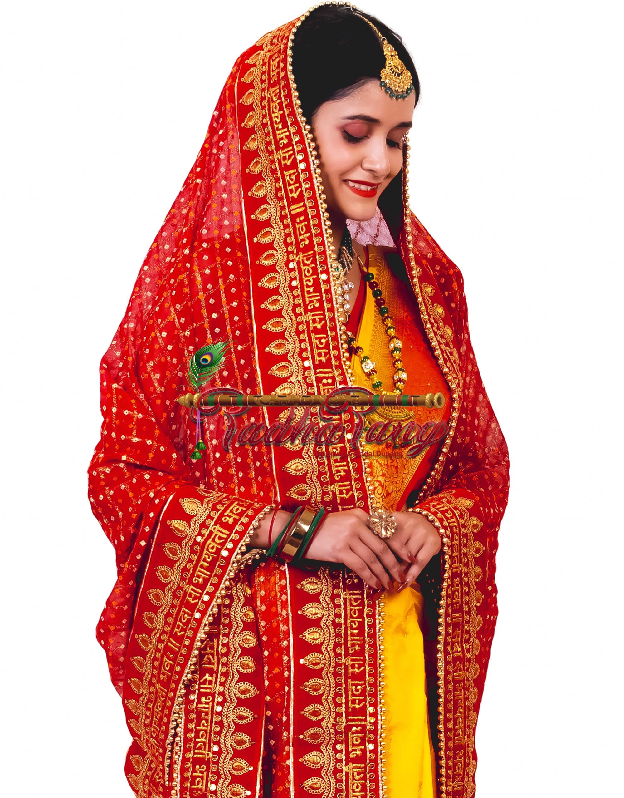 Red Viscose Wedding Dupatta 2.25 Meter Bridal Chunri for Bride-image-25