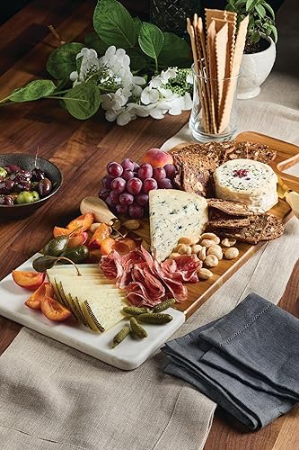 Miniatura 5 de Anolon Pantryware Tabla de cortar de madera de teca y mármol, tabla de servir de madera de teca y mármol, 9.5 pulgadas, marrón