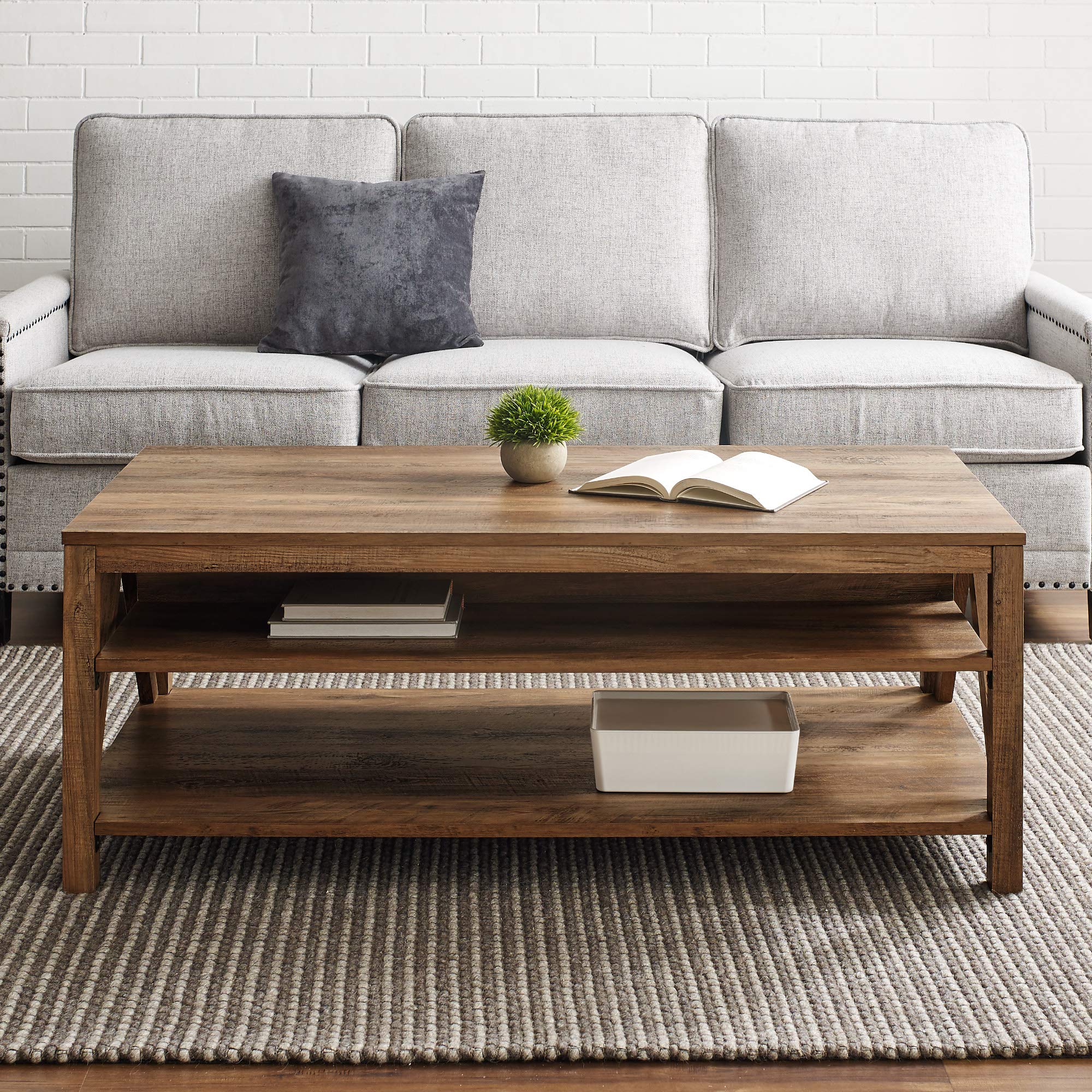 Walker Edison Modern Farmhouse A-Frame Wood Rectangle Coffee Table ...