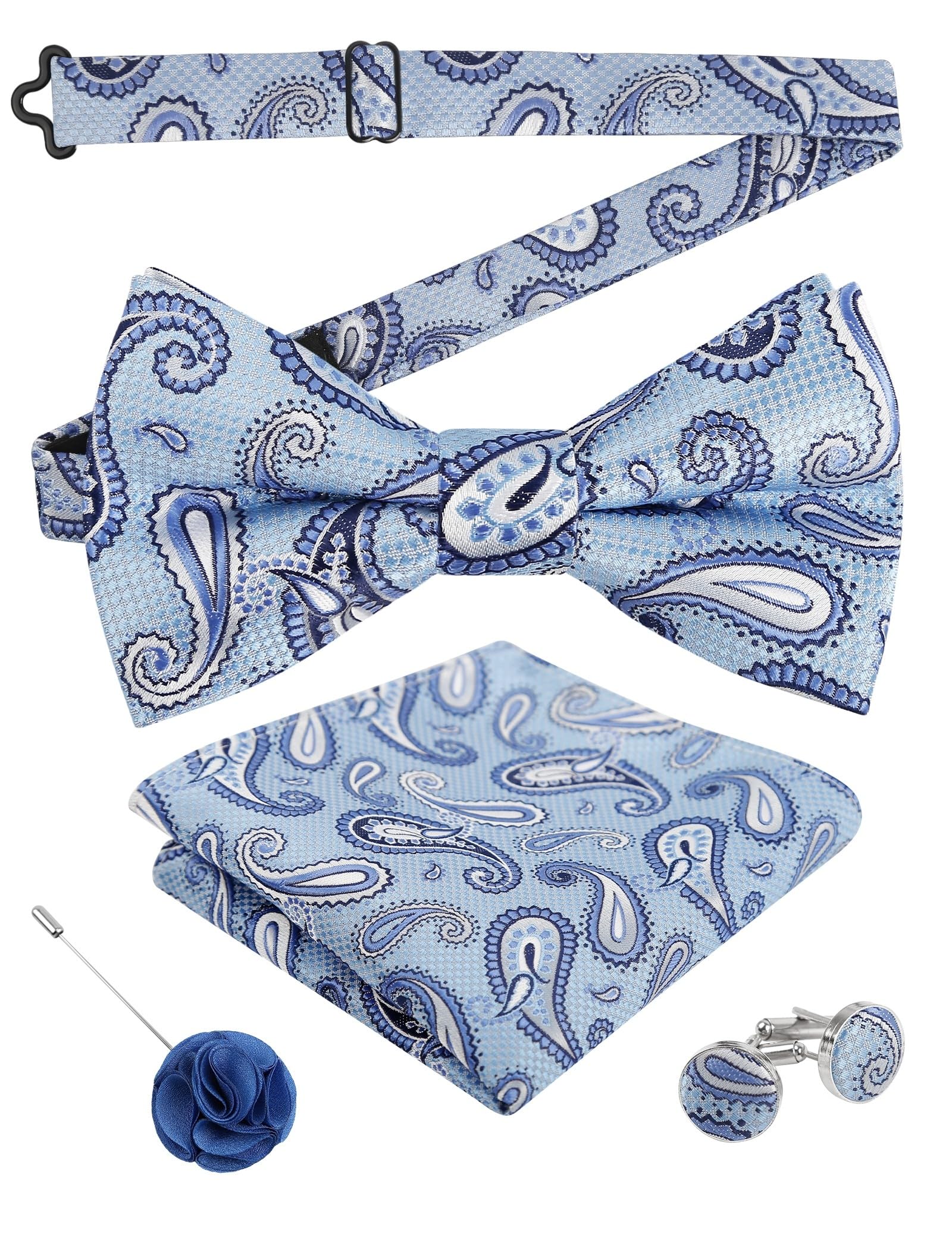 Alizeal Mens 4pcs Vintage Paisley Bow Tie Set