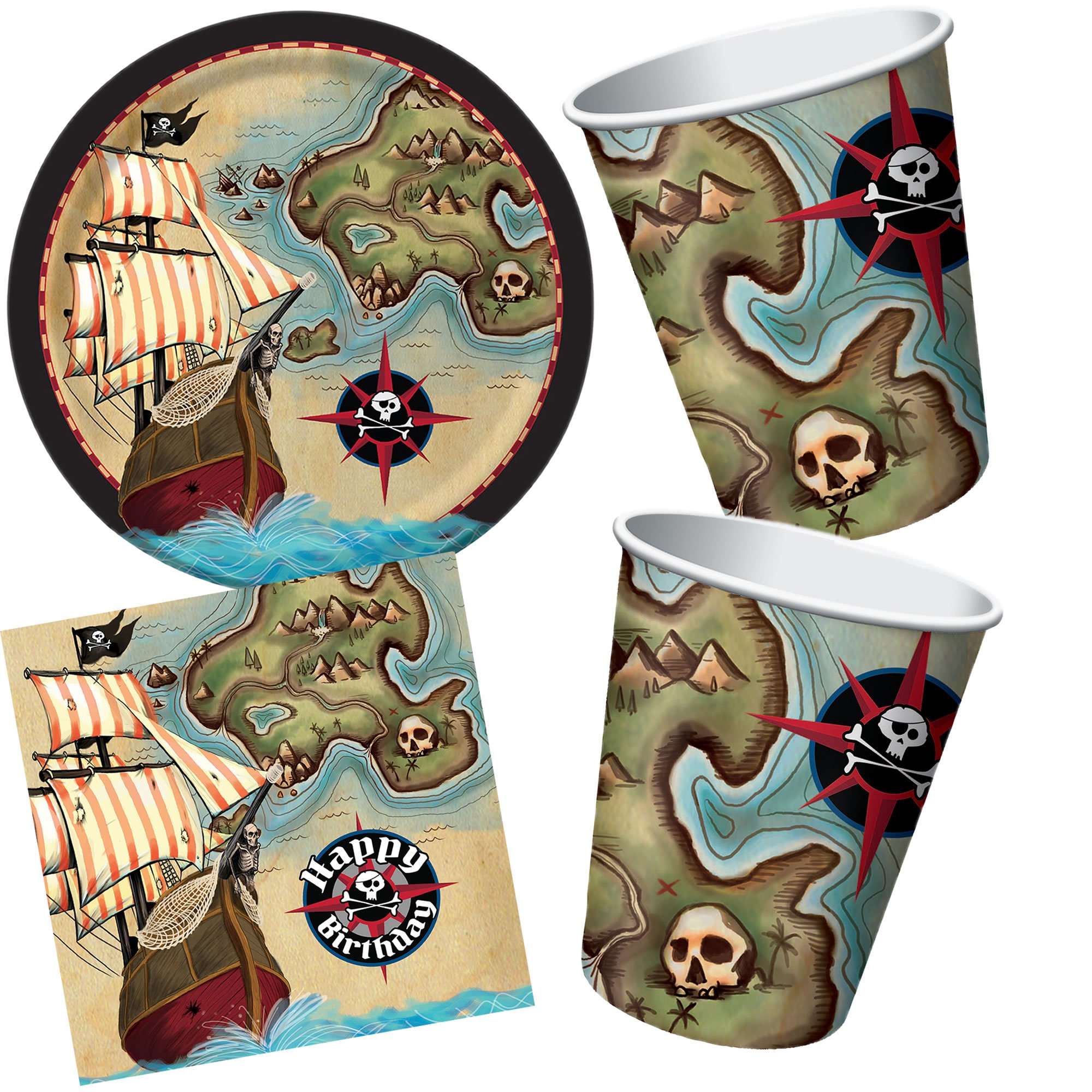 16 Teiliges Invitation Cards Set Pirates Map Pirates Treasure Kids |  Desertcart Seychelles, image size:2000x2000