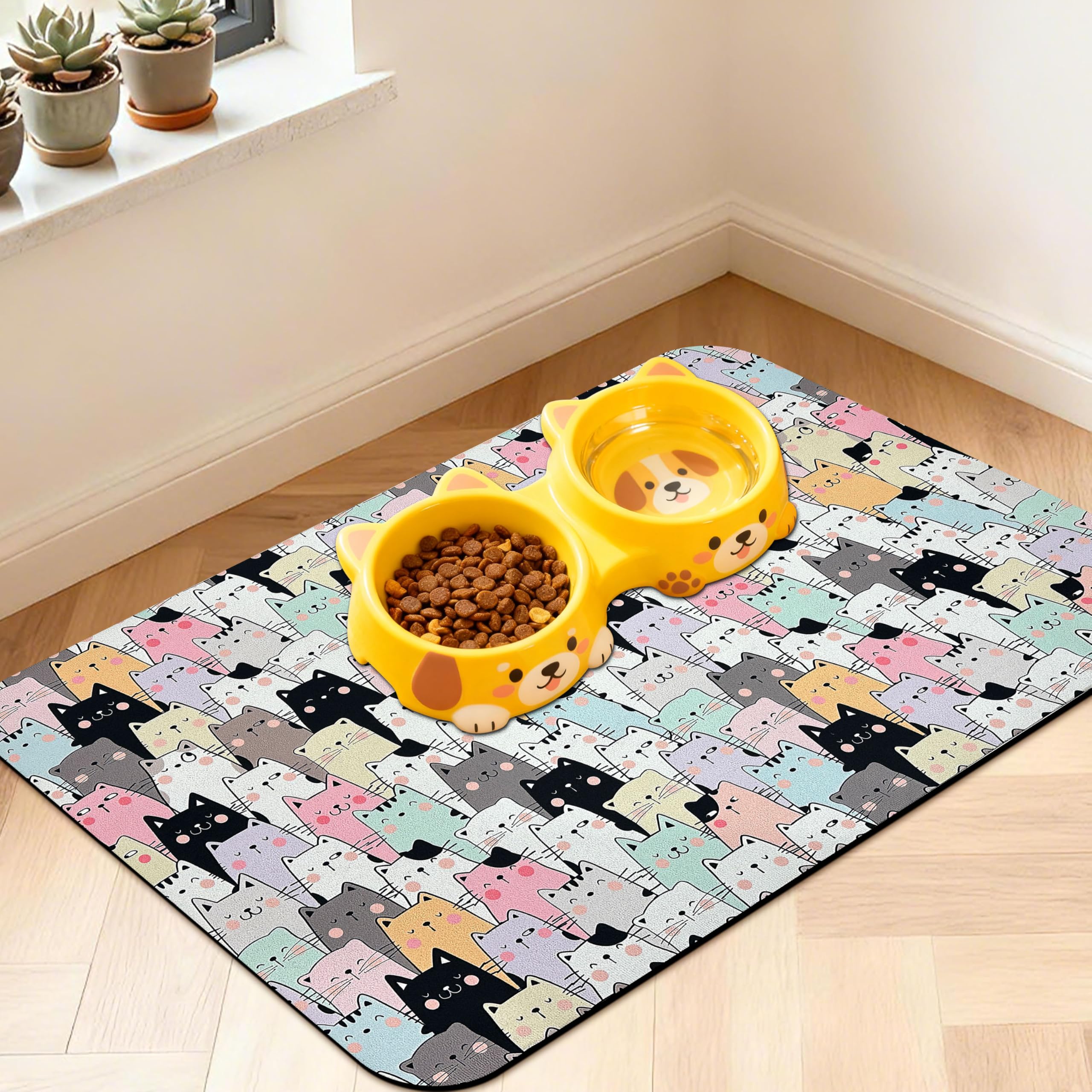Pet Feeding Mat for Floors Waterproof Dog Mat for Food and Water Absorbent Quick Dry Non Slip mat for Cat Bowls — image 1