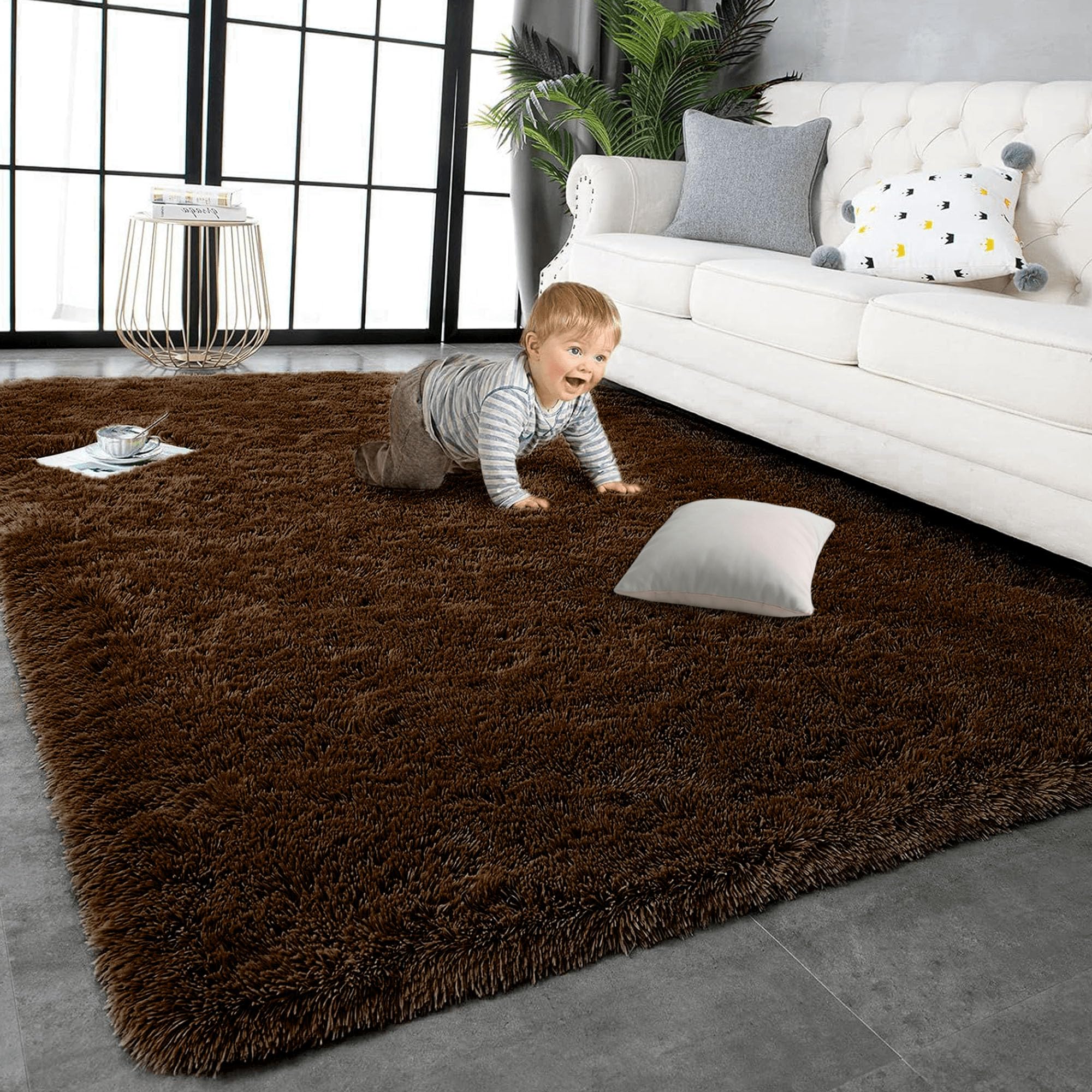 Tapis de salon 150x230 cm marron pour créer une ambiance cosy