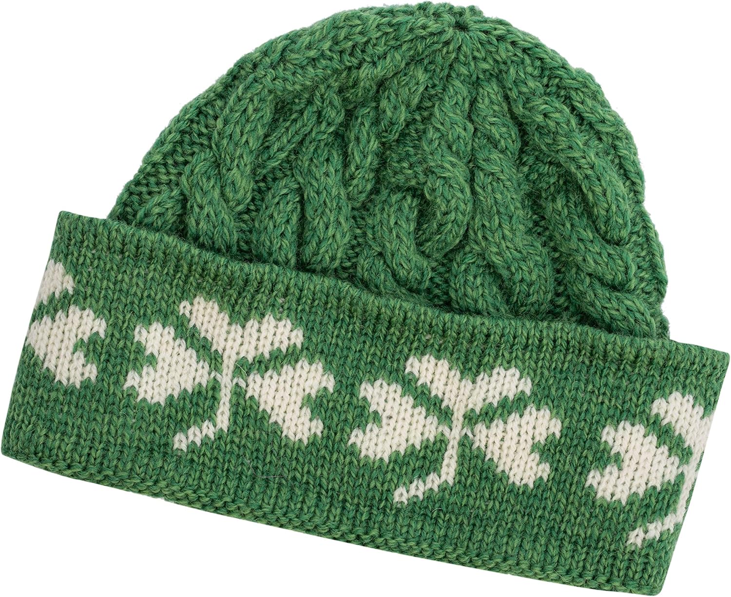 SAOL - 100% Merino Wool Shamrock Knit - Ireland Winter Hat/Beanie for Men - One Size