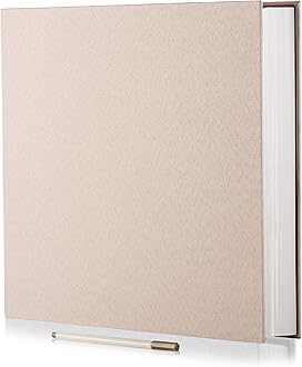 Photo Album Self Adhesive 4x6 5x7 6x8 8x10 8.5x11 11x10.6 Magnetic Scrapbook Album DIY Length 11x10.6 Inch 40 Pages Linen Cover Beige DIY Photo Album with A Metallic Pen and and Plastic Board
