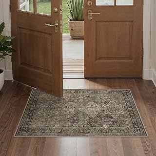 Bavni 2x4 Rug Runner, Washable Non Slip for Entryway, Vintage Brown