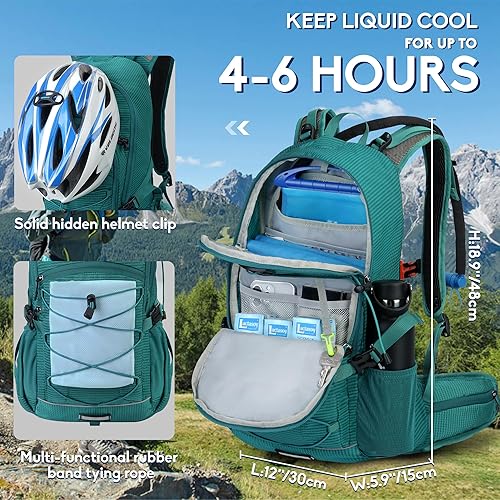 Miniatura 9 de N NEVO RHINO Mochila de hidratación Mochila de agua con cubierta de lluvia 2L Vejiga de agua, mochila de día de hidratación de aislamiento para