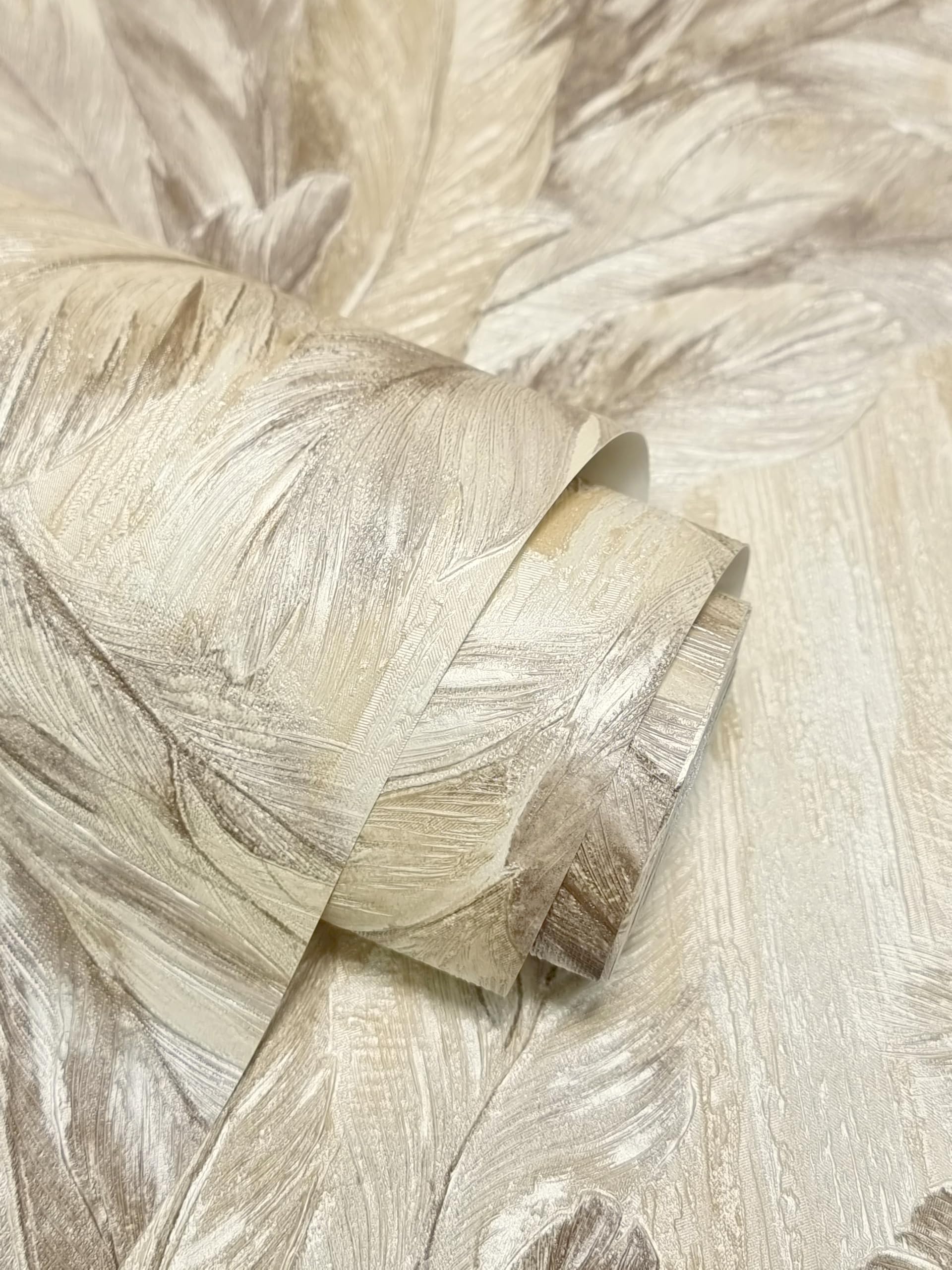 Vymura M95694 Gianni Feather Heavyweight Vinyl Wallpaper, Natural Beige, 53 x 1000 cm - Image 4