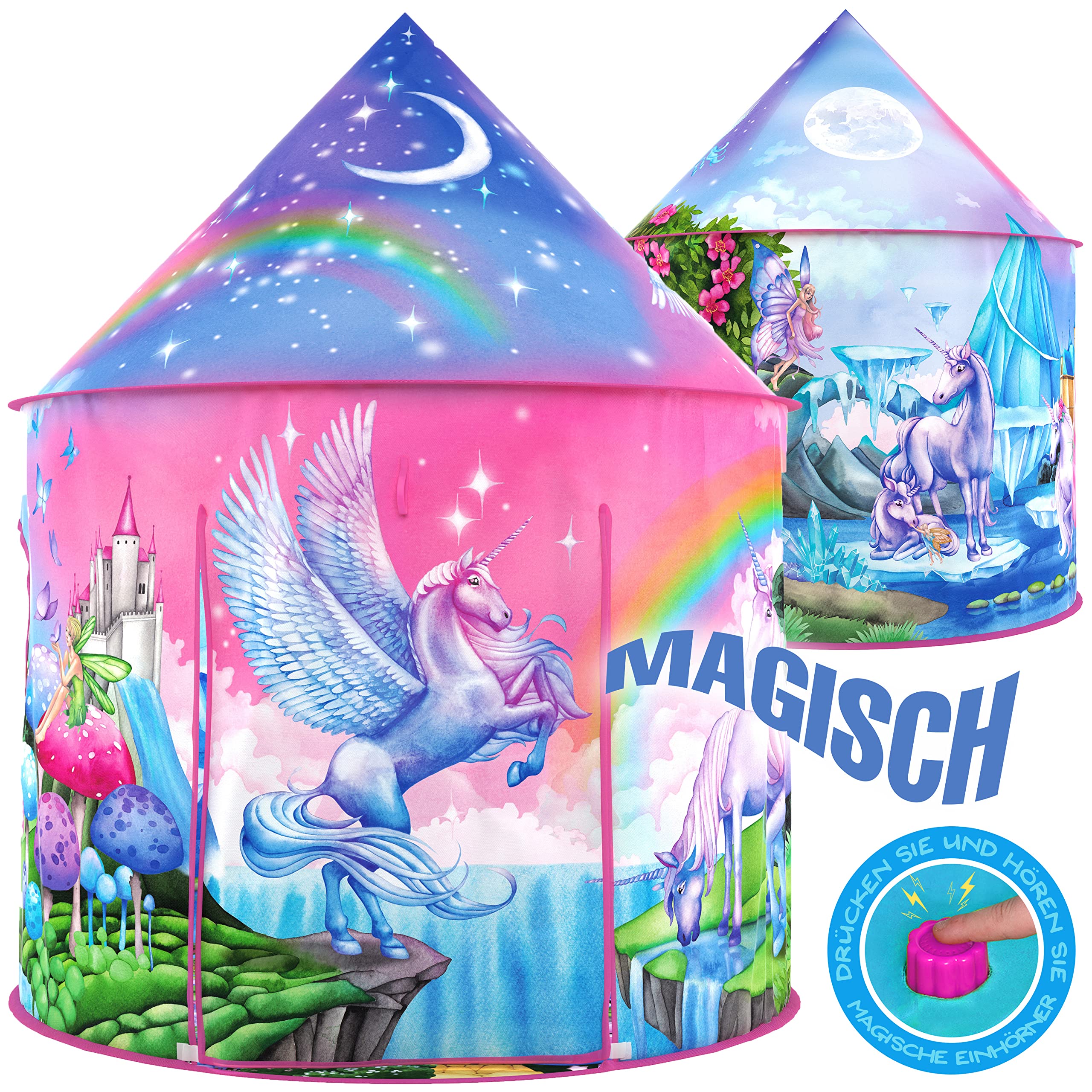 W&O Tenda per Bambini Tema Unicorno con Suoni Magici, Tenda Unicorno Bambina Regalo, Tenda Unicorno Bambina, Tenda Bambini, Tenda Gioco Bambini per Interni ed Esterni, Giochi per Bambini