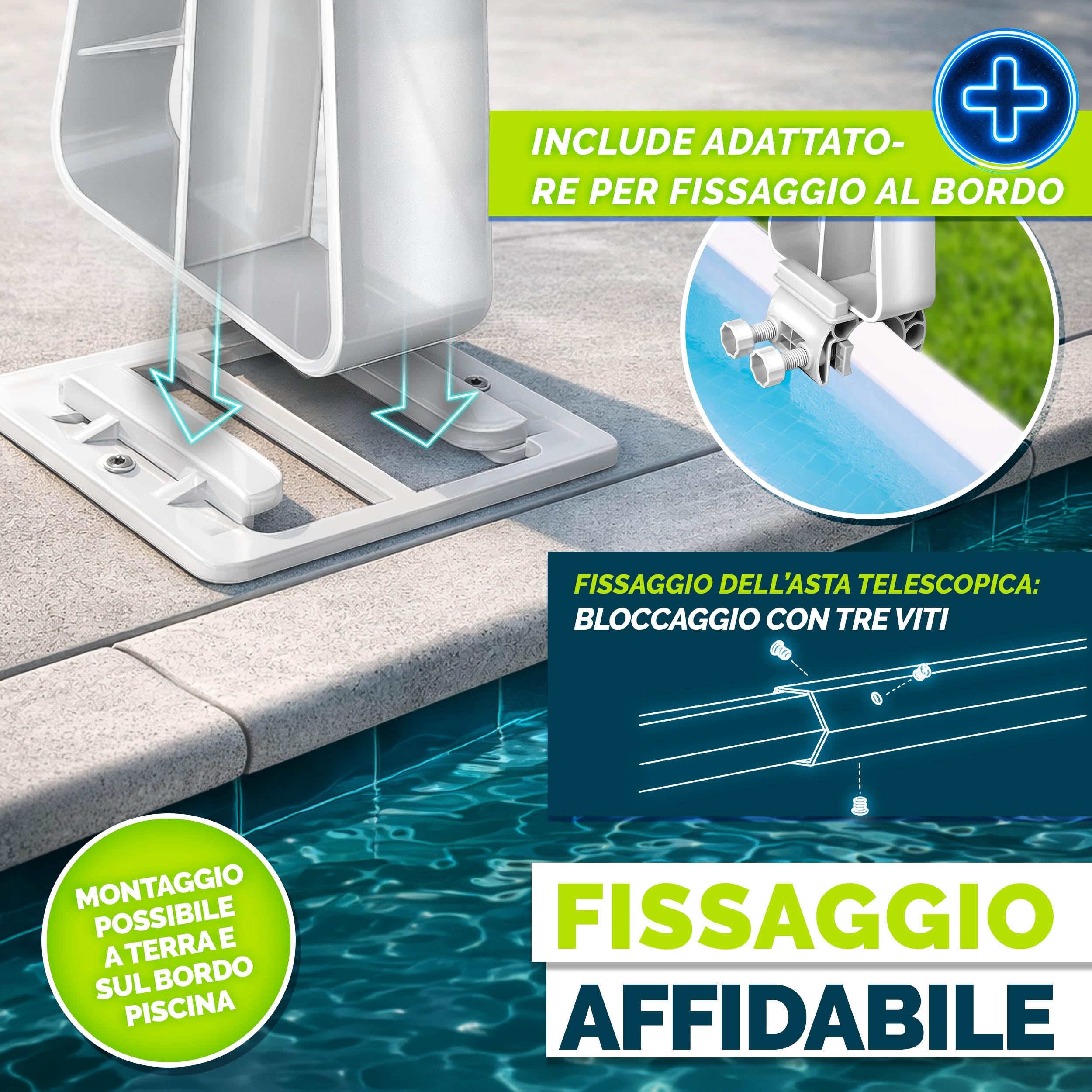 tillvex Rullo Avvolgitore per Telo da Piscina 1,05-6,15 m con termometro | Sistema di avvolgimento per Teli solari | Dispositivo di avvolgimento per Teli per Piscina e coperture incl. Nastri