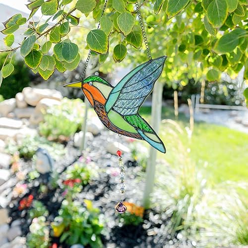 Miniatura 6 de Atrapasoles para colgar vitrales, pájaros de vitral, luz de cristal real, atrapasoles, decoración de colibrí, decoración de vitrales, atrapasoles