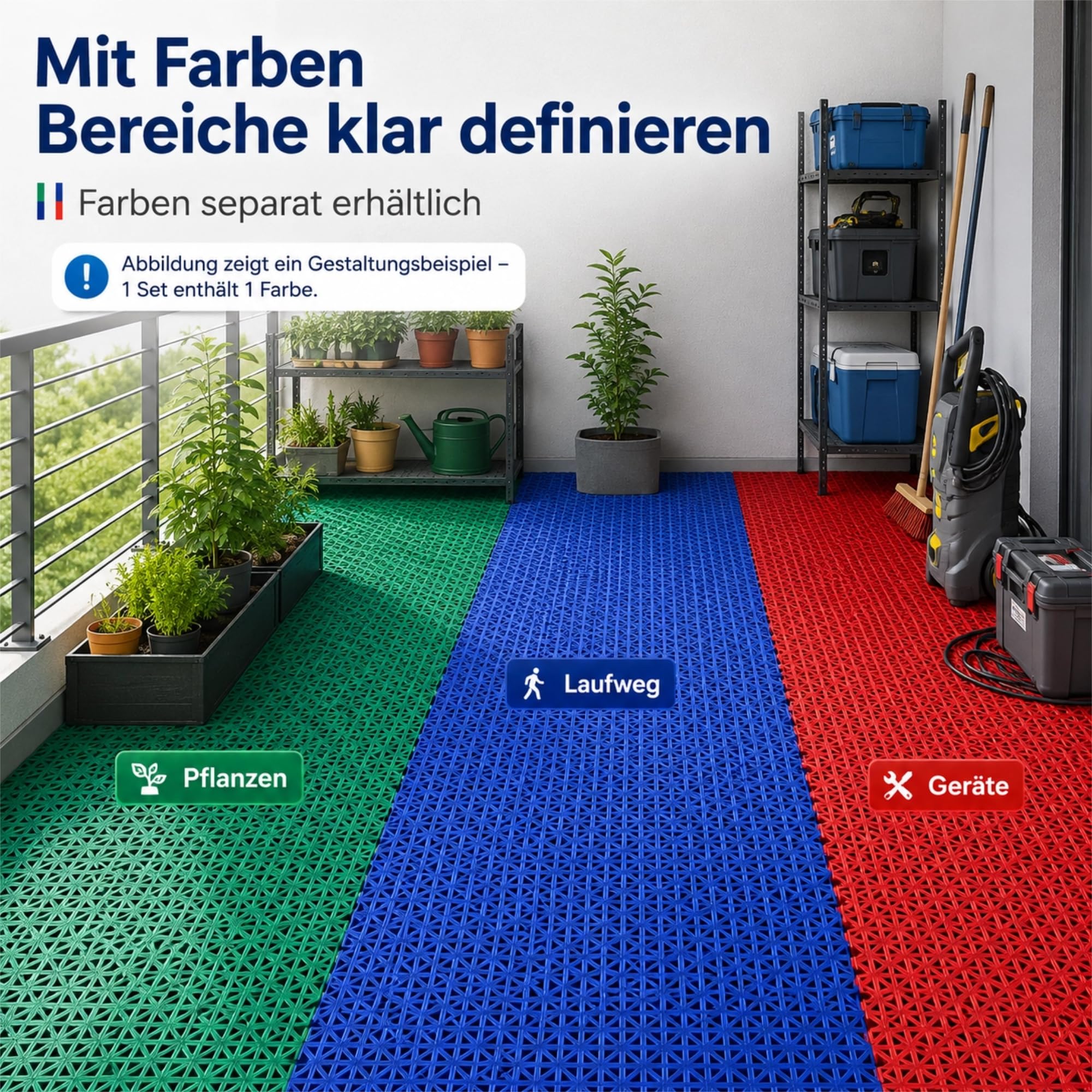 jxgzyy Rutschfeste Klick-Drainagematte für Garagenboden, 24 Stück, 30,5 cm