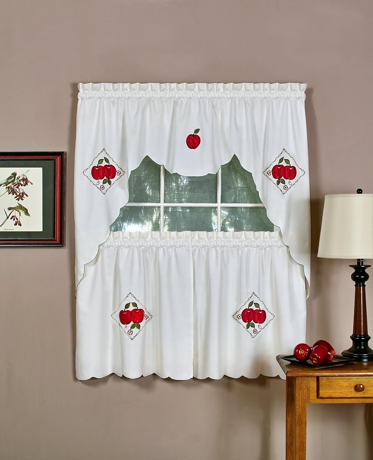 ACHIM Home Furnishings Delicious Tier and Swag Set, 58-Inch by 24-Inch, Ivory