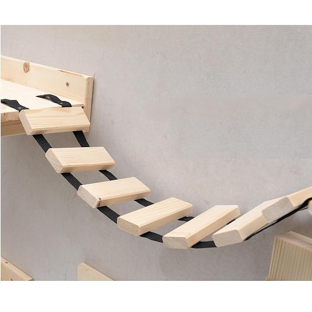 Foto 2 de 4 de Puente colgante para gatos, pared de escalada, muebles para gatos, montaje en pared, 7 niveles