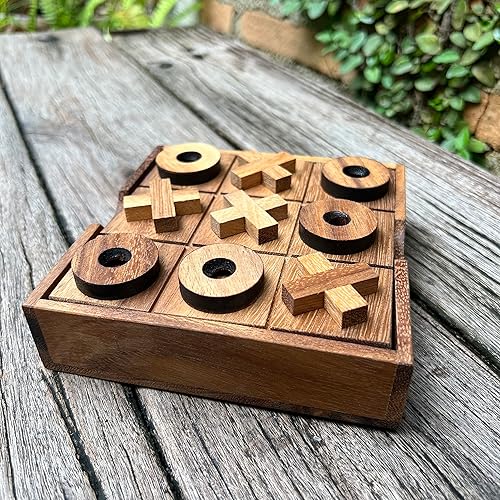 Miniatura 9 de NUTTA - TicTacToe Juego de madera tamaño 5.5 x 5.5 pulgadas, juegos de mesa de madera Tic Tac Toe, mesa de café, escritorio, juguete divertido para