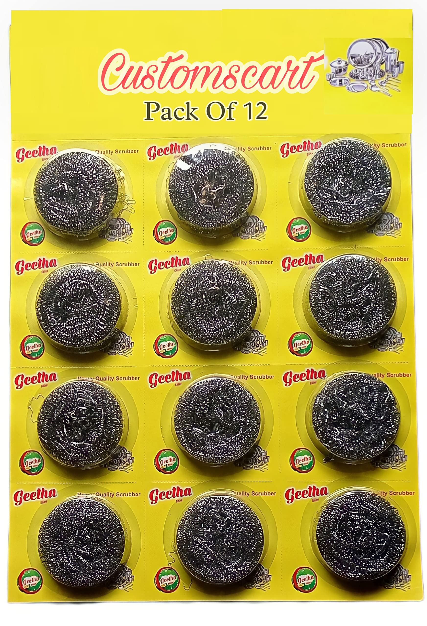 Customscart Stainless Steel Scrubber (15 Grams) Non Rusting Wire Scrubbers for Tough Stain Removal |Kitchen Oily Steel Glassware Aluminium Dishes Plates Utensils Cleaning, Set of 12, Silver (B0B5VKYSTL) Amazon Price History, Amazon Price Tracker