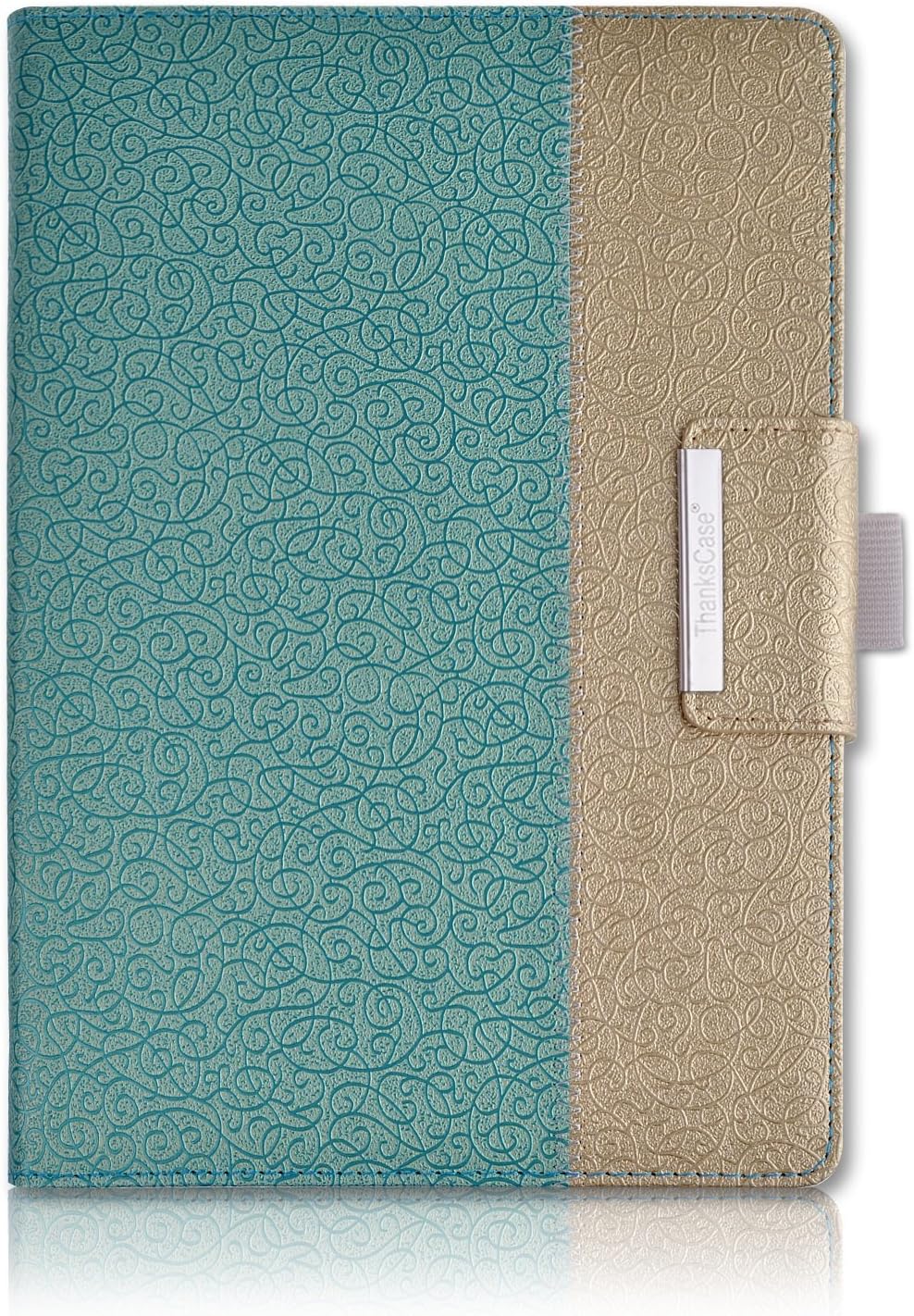 Thankscase Case Compatible with iPad Pro 12.9 2017&2015 Model, Rotating Case Cover, Swivel Case Build-in Pencil Holder, Wallet Pocket, Hand Strap. -Gold Jade 7