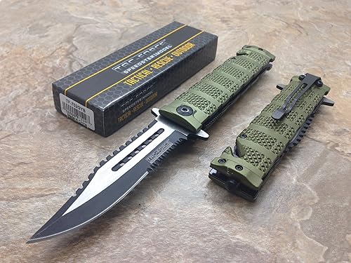 TAC Force Apertura Asistida De Rescate Táctico Bolsillo Plegable Sawbaw Bowie Cuchillo De Supervivencia Al Aire Libre Camping Caza wGlass Breaker -