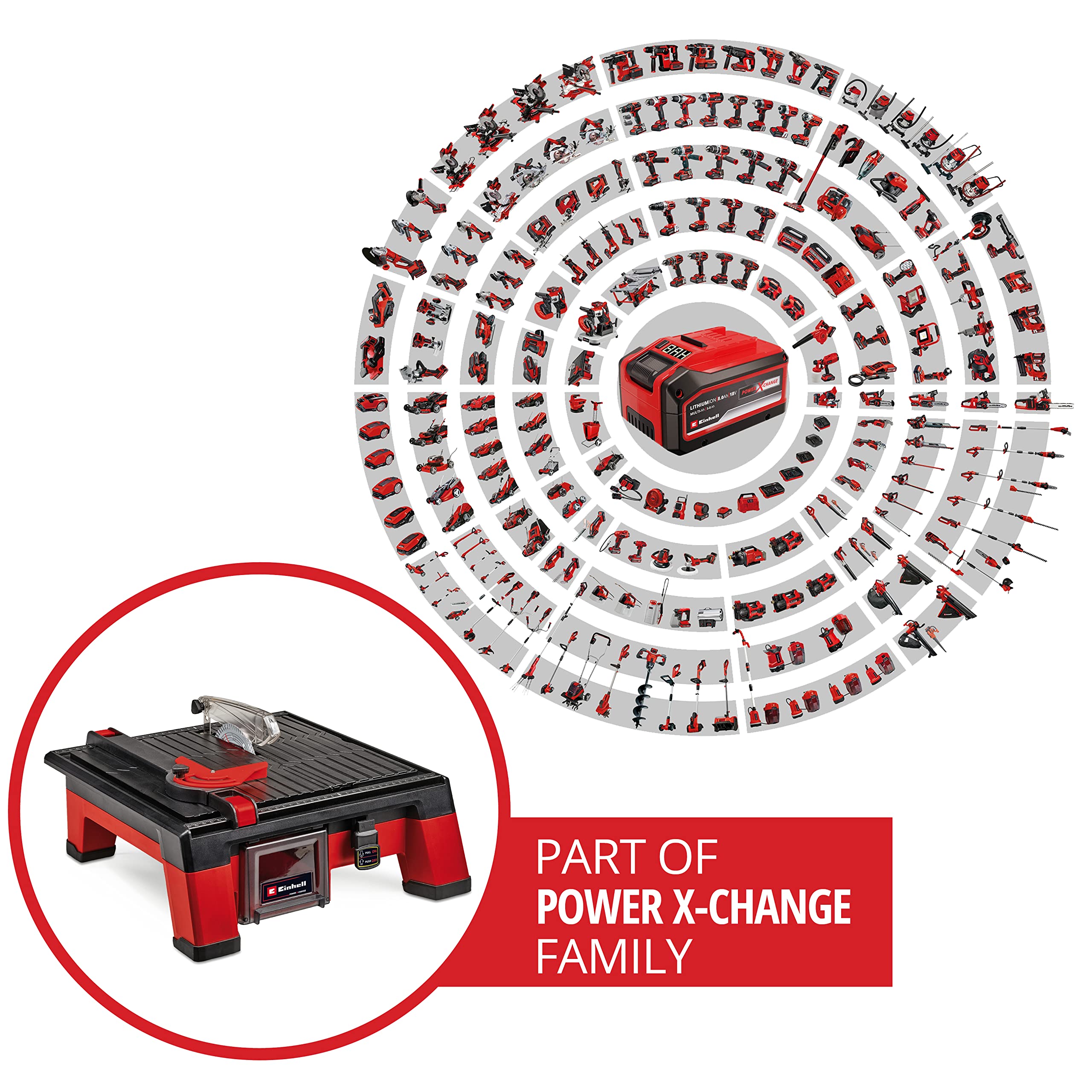 Tagliapiastrelle a batteria TE-TC 18/115 Li-Solo Power X-Change di Einhell (ioni di litio, 18 V, max. 3.800 giri/min, incl. disco da taglio da 115 mm, senza batteria e caricabatteria)