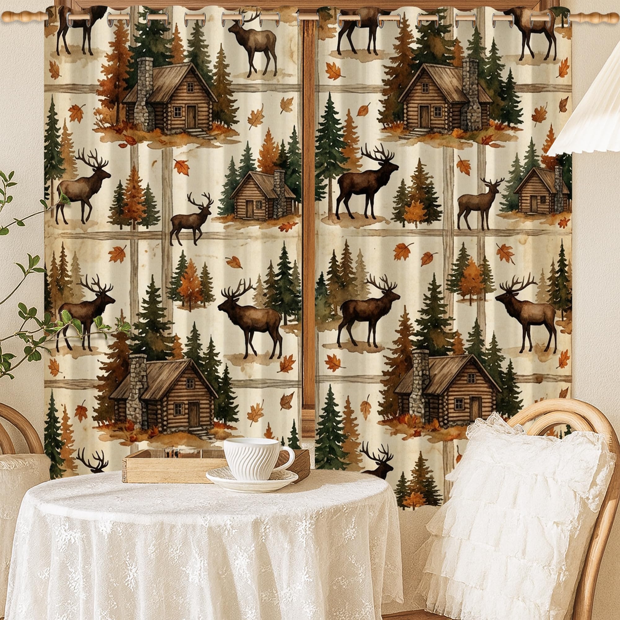 Rideaux occultants pour grand sommeil : isolation thermique et style cabane marron 132x137cm