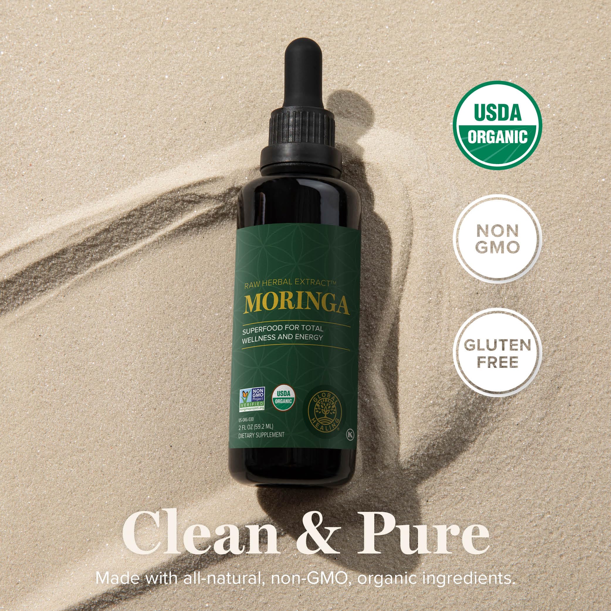Global Healing Organic Moringa Oleifera Extract Liquid Drops, Moringa Supplement-Vegan from Tree Leaves-Max Absorption of Vitamins and Minerals- More Potency Than Powder Form (2 Fl Oz) — Amazon image 3