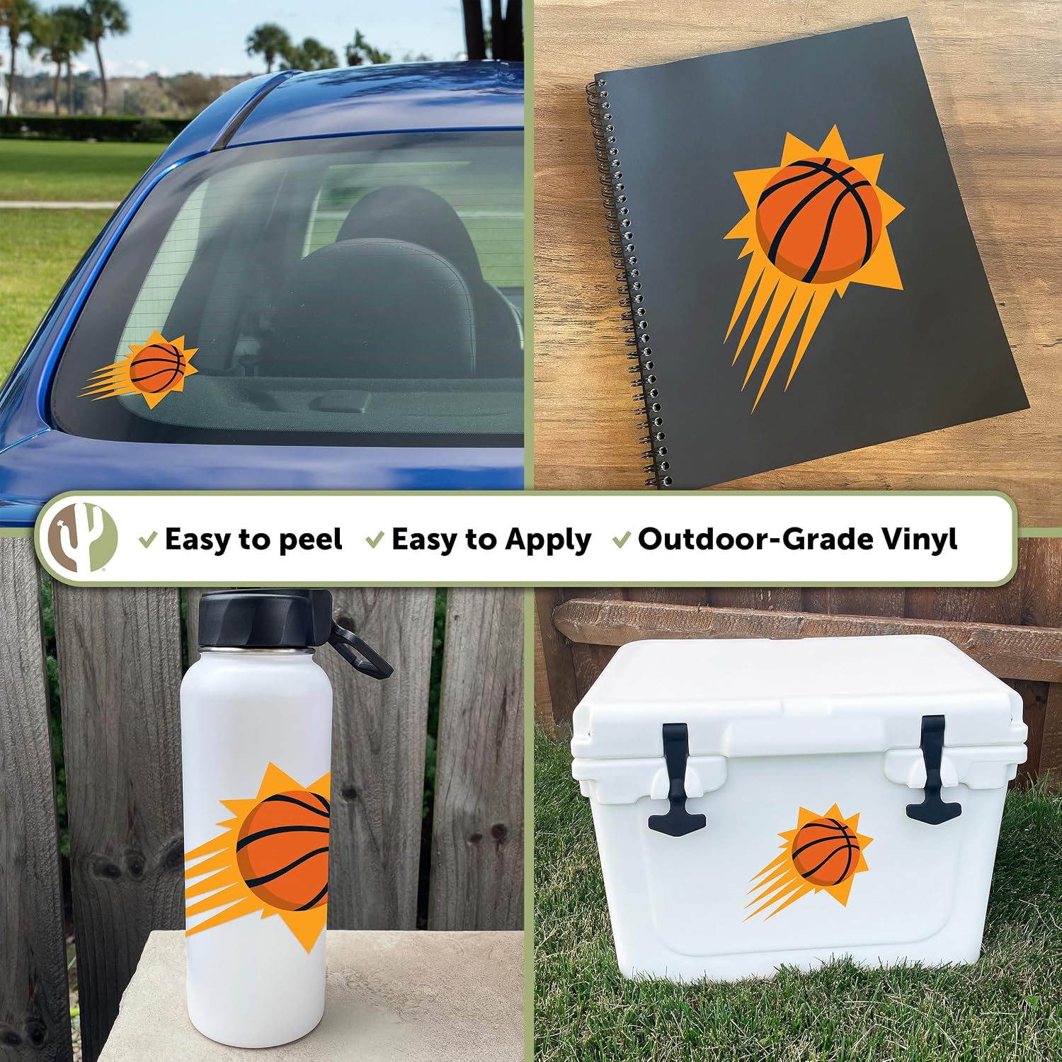 Desert Cactus Phoenix Suns Sticker NBA Officially Licensed Vinyl Decal Laptop Water Bottle Car Scrapbook (Individual 1)