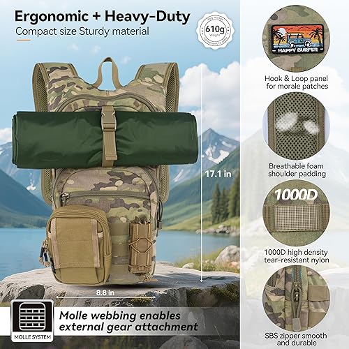 Miniatura 2 de MARCHWAY Mochila de hidratación táctica Molle con bolsa de agua de TPU de 2.5L, mochila militar para senderismo, ciclismo, mochileros, correr, cazar