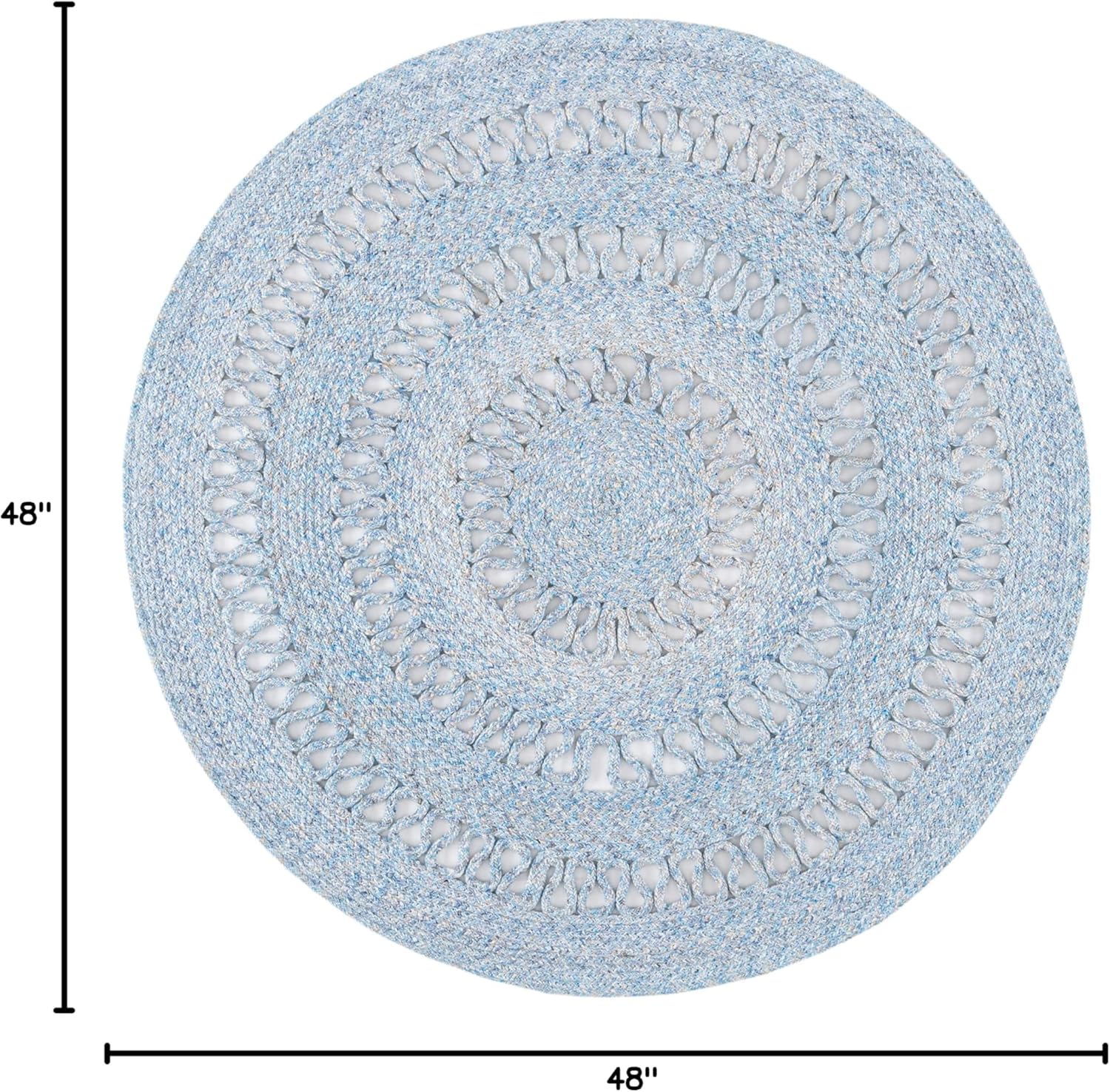 SAFAVIEH Cape Cod Collection Area Rug - 4' Round, Blue, Handmade Braided, Ideal for High Traffic Areas in Living Room, Bedroom (CAP221M)