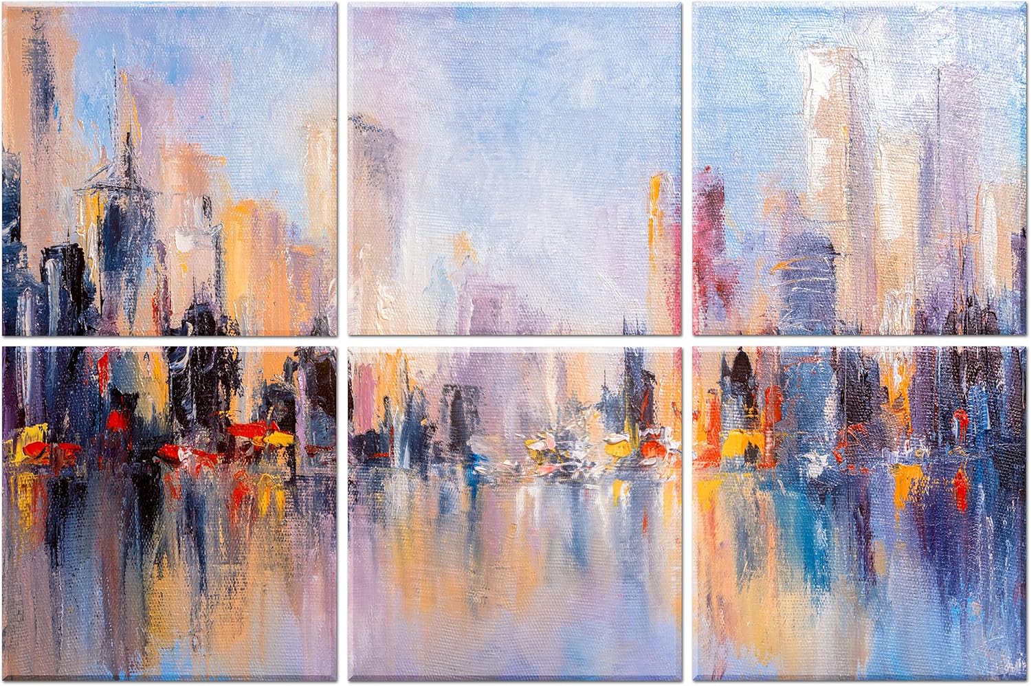 6 Pack Decorative Art Acoustic wall panels,Better Acoustic Treatment than foam, Premium Sound Absorbing and Soundproof wall panels for Recording studio and home, 72"x48" inch—Abstract City